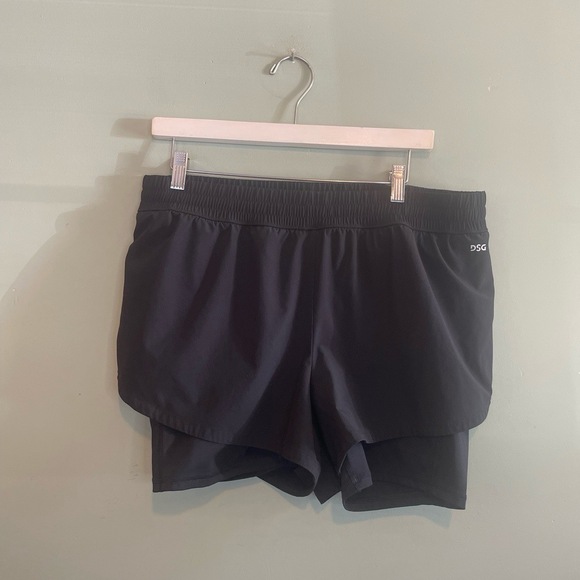 DSG Womens Elastic Waist Lined Workout Athletic‎ Activewear Shorts Black Large - Picture 1 of 6